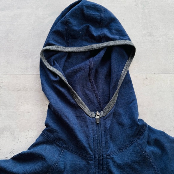Ibex 100% Merino Wool Lightweight 1/4 Zip Hoodie, Navy Women’s Small - Picture 2 of 9